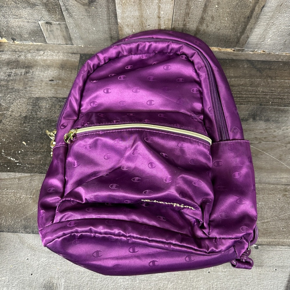 Purple Champion All Over Print Purple Satin Style Backpack